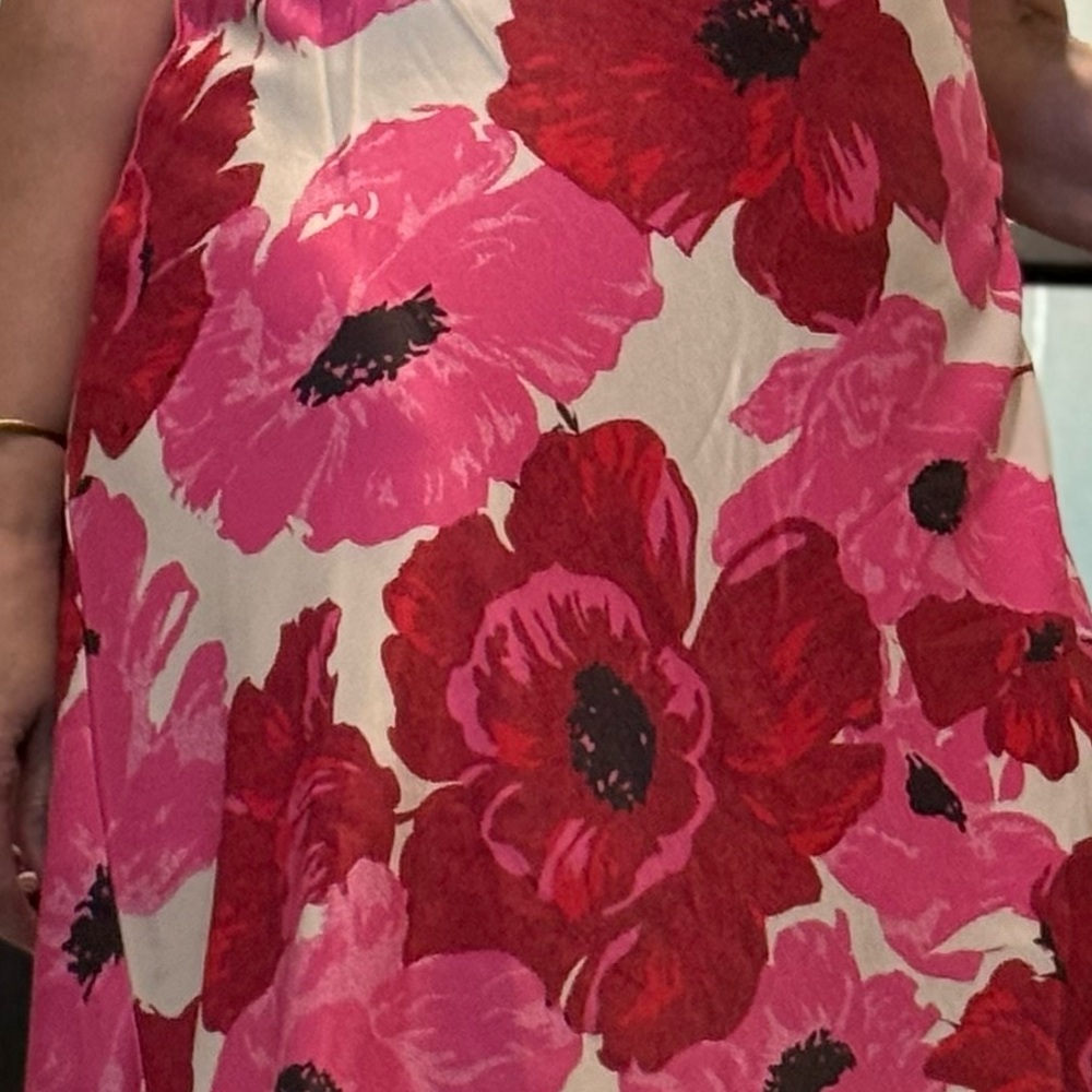 Lulu's Pink & Red Floral Slip Maxi side zipper Dress - Picture 10 of 12